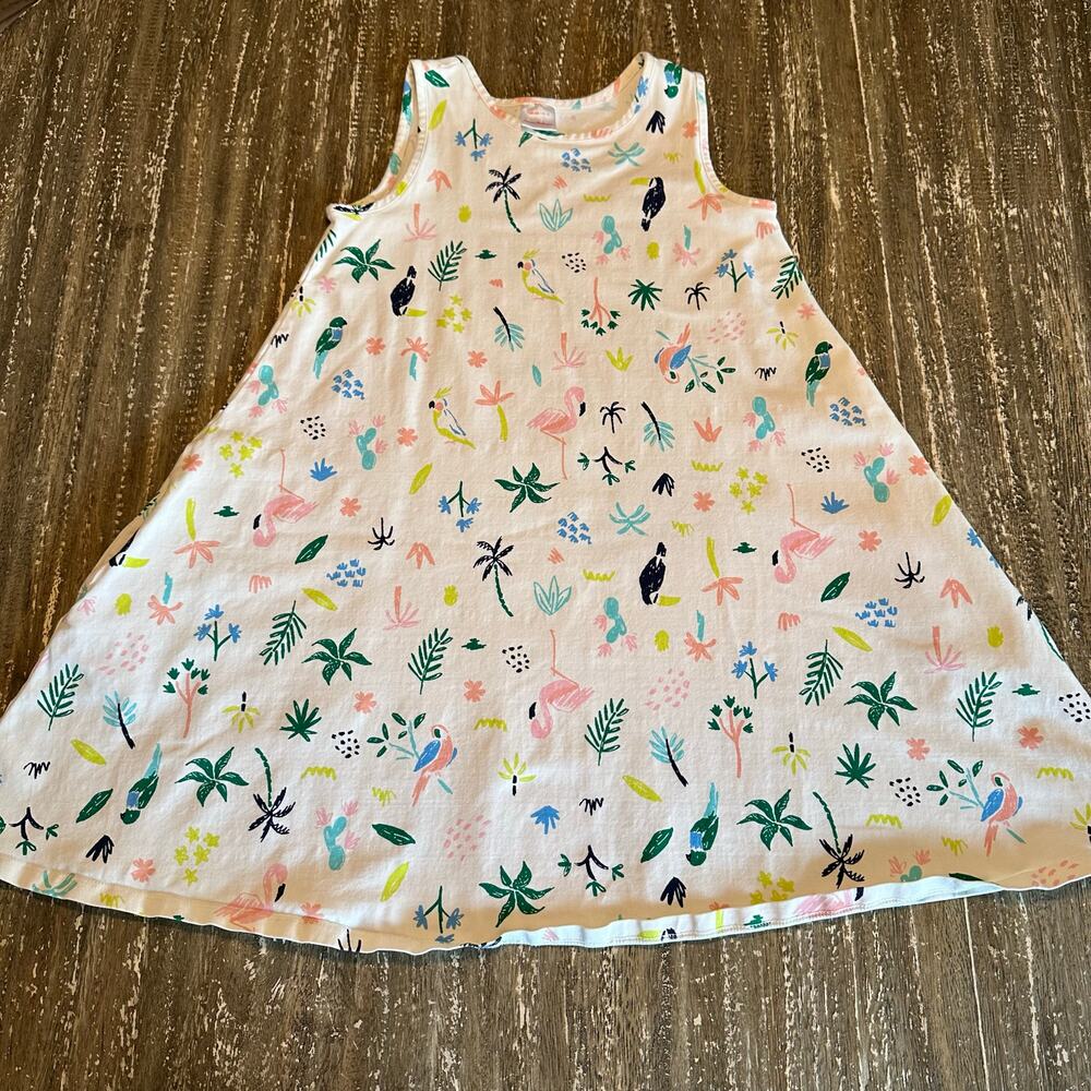 Hanna Andersson All Over Print Dress Cotton White Multi-Color Girls Size 10